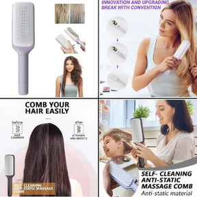 4 In 1 Self Cleaning Hair Brush Comb